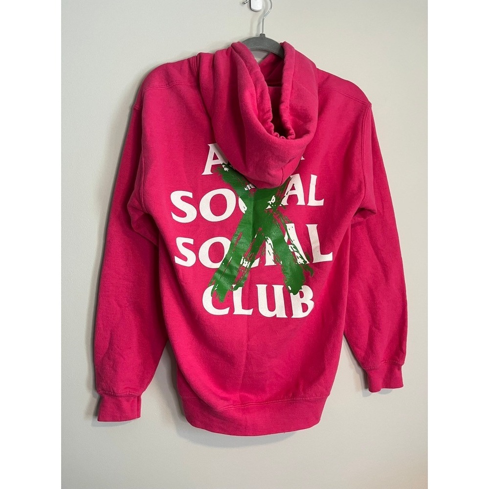 Anti Social Social Club Cancelled Hoodie Pink Green Rare Graphic Sweatshirt S
